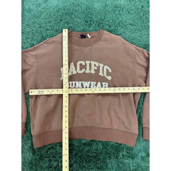 90s PacSun Pacific Sunwear Brown CrewNeck Sweatshirt Size M UNISEX Y2K - Picture 6 of 7